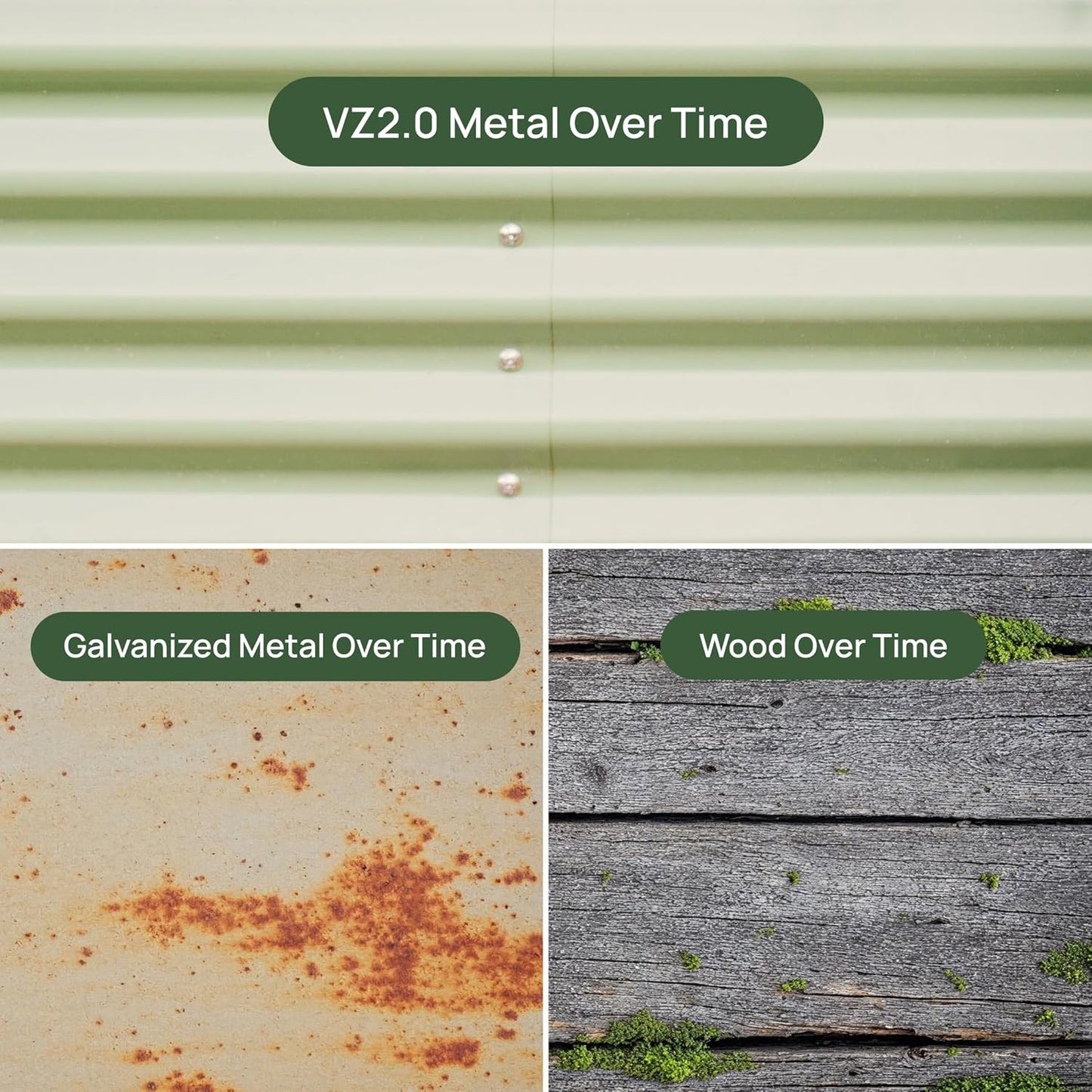 Vego garden 32" Extra Tall Raised Garden Bed Kits, 6 in 1 Modular Raised Planter Box for Vegetables Flowers Fruits Oval Metal Raised Garden, Sunlit Oak