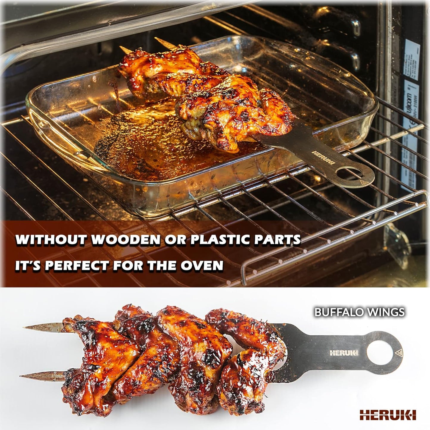 Double Skewers 14.4" Stainless Steel Heavy Duty Double Prong Skewers for BBQ Kabob Shawarma Meat Fish Chicken Gift for Valentine Accessories for Grill Master Arsenal - 2 Units (Silver and red)