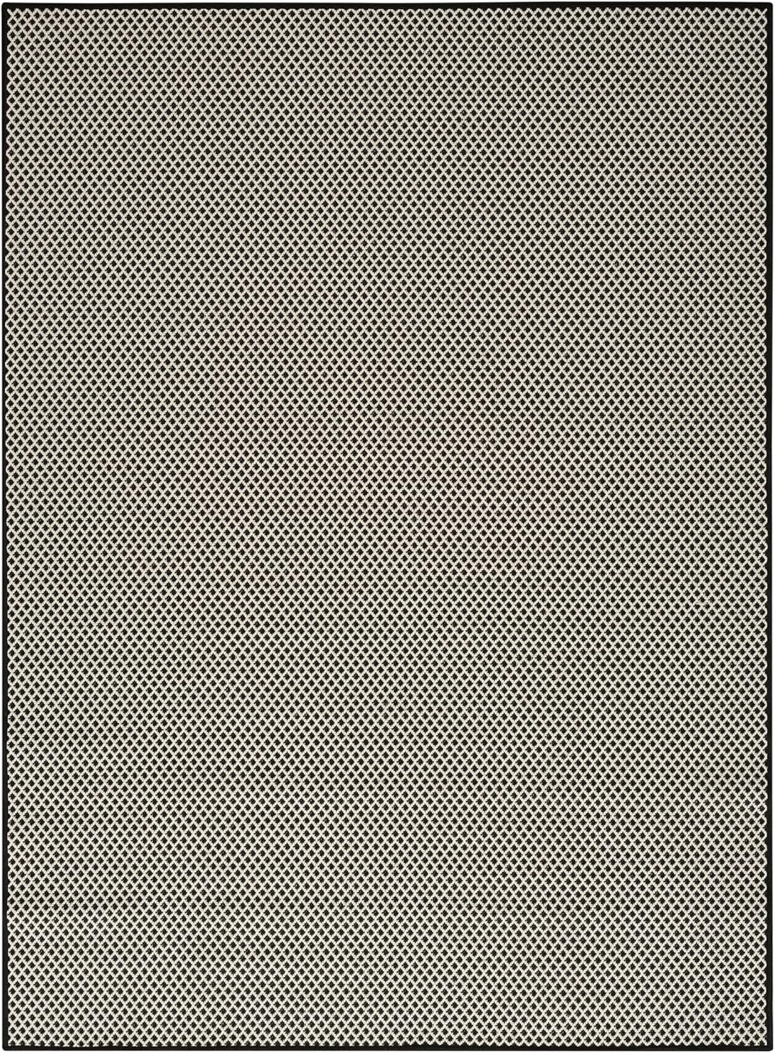 Nourison Home Courtyard Black White 5' x 7' Area Rug - Easy Clean, Non Shedding, Bed Room, Living Room, Dining Room, Kitchen (5' x 7')