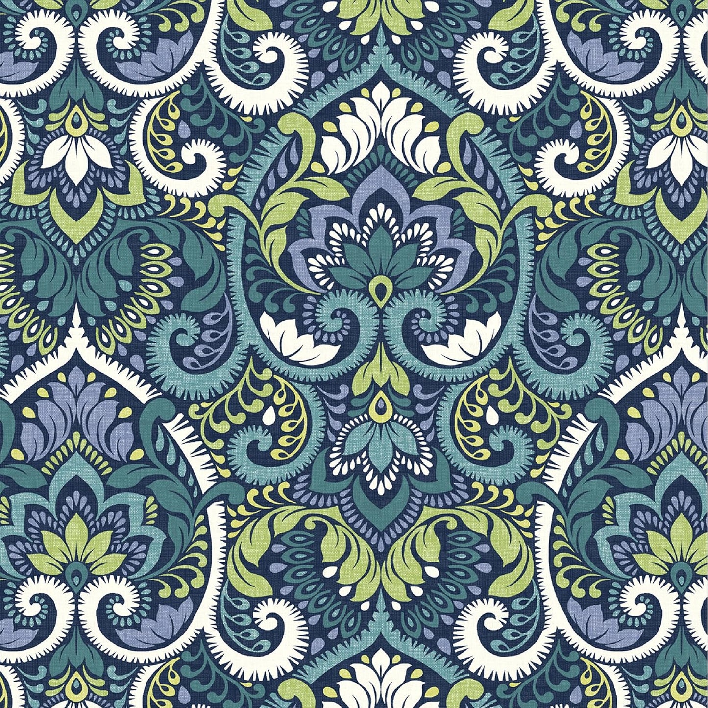 Arden Seat Cushion, 21 x 21, Rain-Proof, Fade Resistant, Cushion for Patio Dining, Adirondack, and Outdoor Chairs Sapphire Aurora Blue Damask