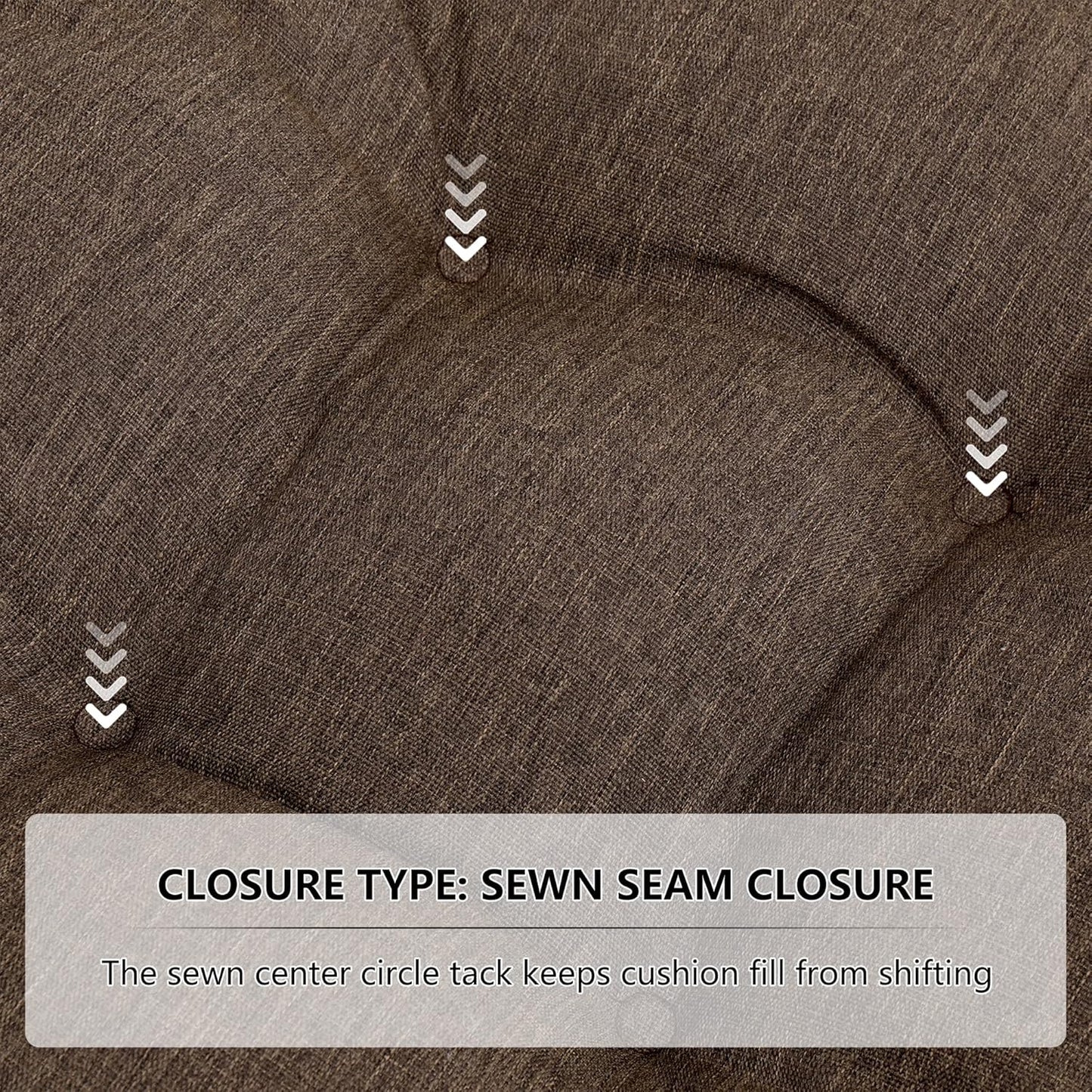 RACE LEAF Patio Chair Cushions 19x19 4 Pack, Thickened Heavy Duty Outdoor Cushions Stain & Water Resistant Non-Slip Ties Tufted (Brown)