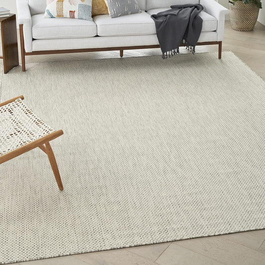 Nourison Home Courtyard Indoor/Outdoor Ivory Silver 9' x 12' Area Rug, Geometric, Easy Cleaning, Non Shedding, Bed Room, Living Room, Dining Room, Deck, Patio, Backyard (9x12)