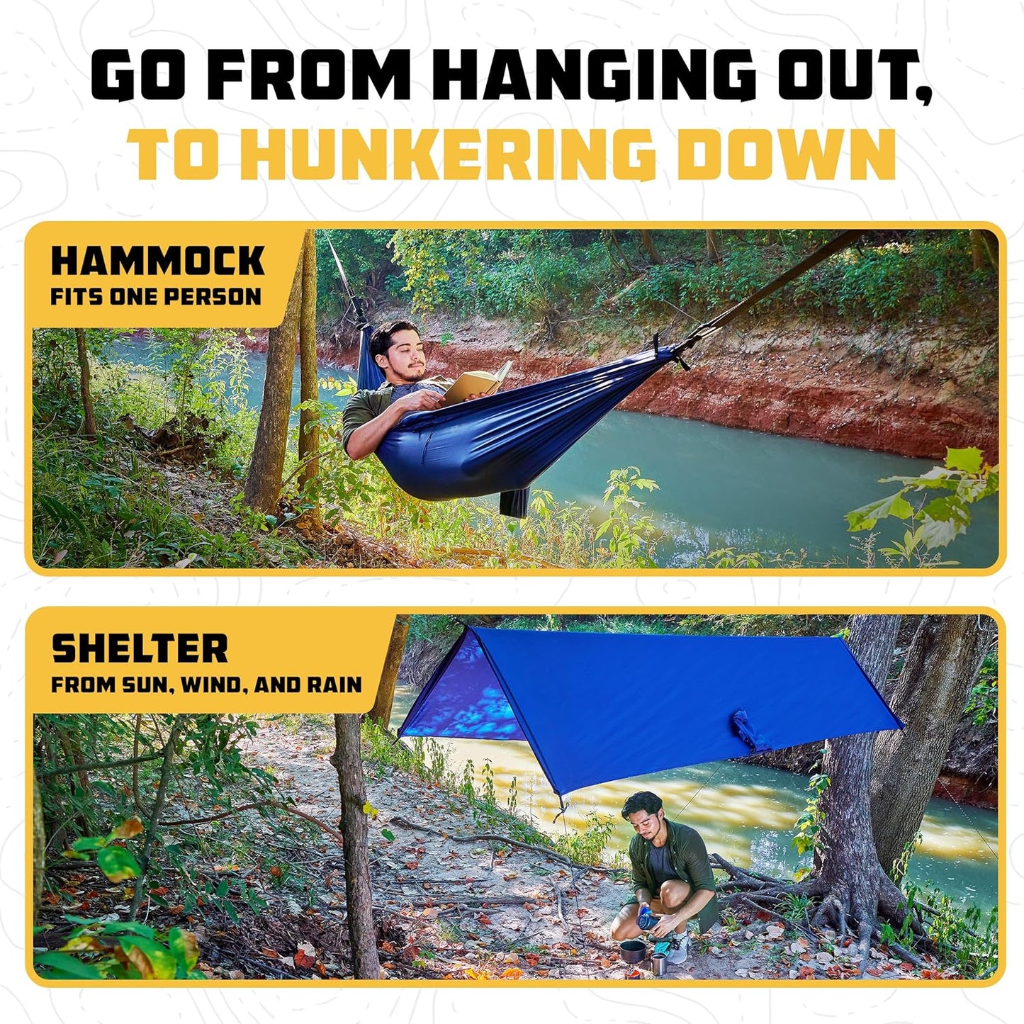 Wise Owl Outfitters Camping Hammock – 500lbs Portable Hammock with Tree Straps - Travel, Backpacking, Hiking, Outdoors Camping Gear - Single or Double