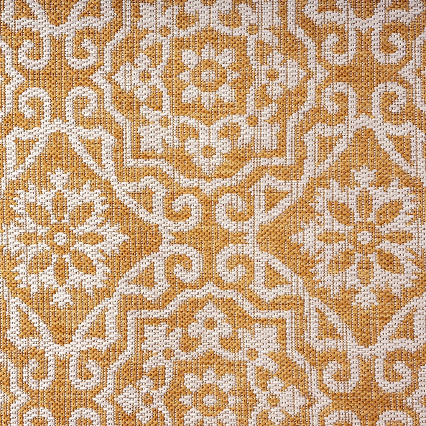 Nicole Miller New York Patio Country Julia Transitional Geometric Indoor/Outdoor Area Rug, Yellow/White, 7'9"x10'2"