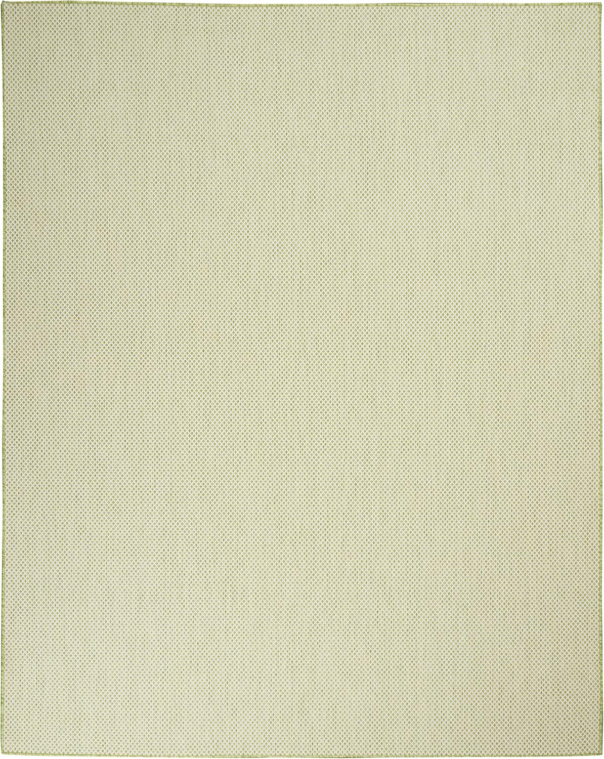 Nourison Courtyard Indoor/Outdoor Ivory Green 8' x 10' Area Rug, Geometric, Easy Cleaning, Non Shedding, Bed Room, Living Room, Dining Room, Deck, Patio, Backyard (8x10)