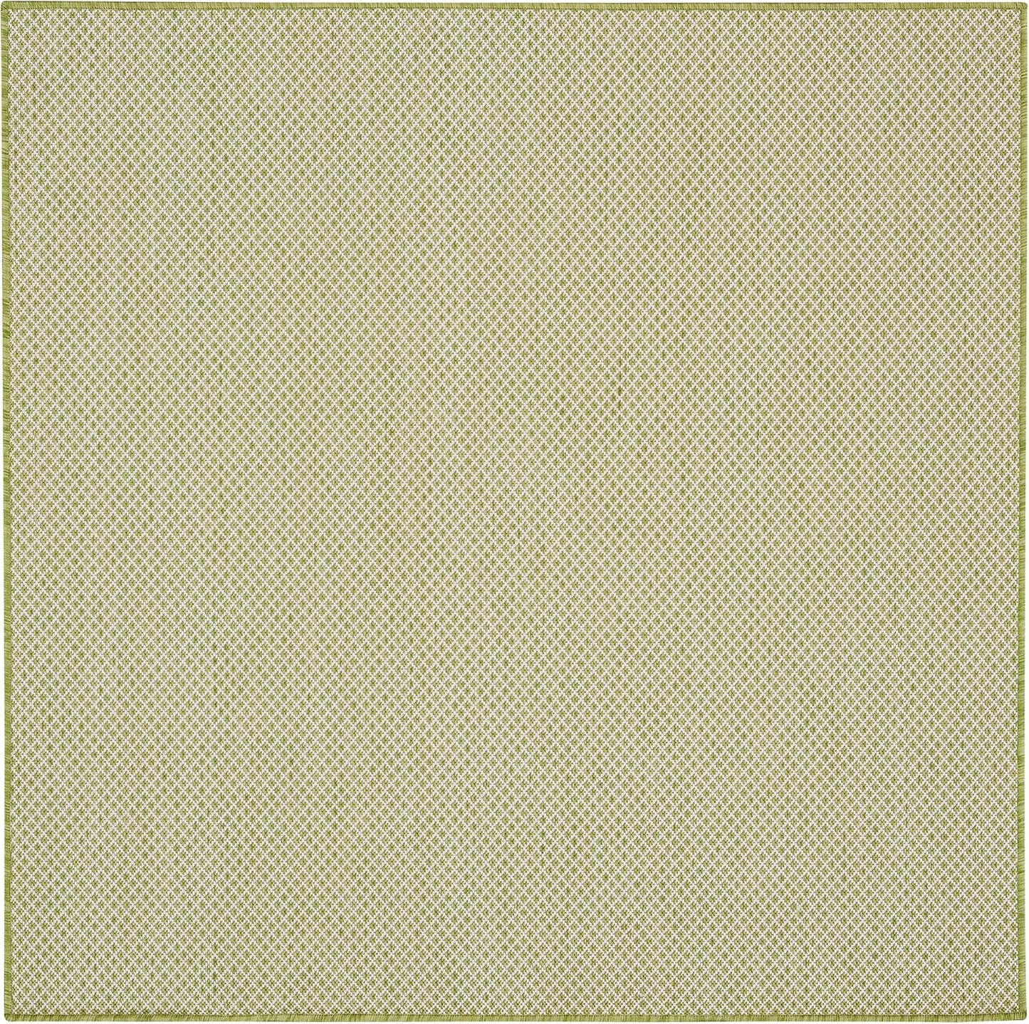 Nourison Home Courtyard 4' x Square Ivory Green Fabric Modern Area Rug (4' Square)