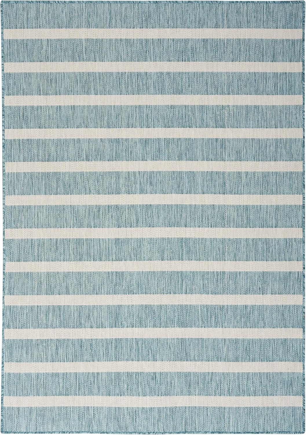 Nourison Home Positano Indoor/Outdoor Aqua Ivory 5' x 7' Area Rug, Easy Cleaning, Non Shedding, Bed Room, Living Room, Dining Room, Deck, Backyard, Patio (5x7)