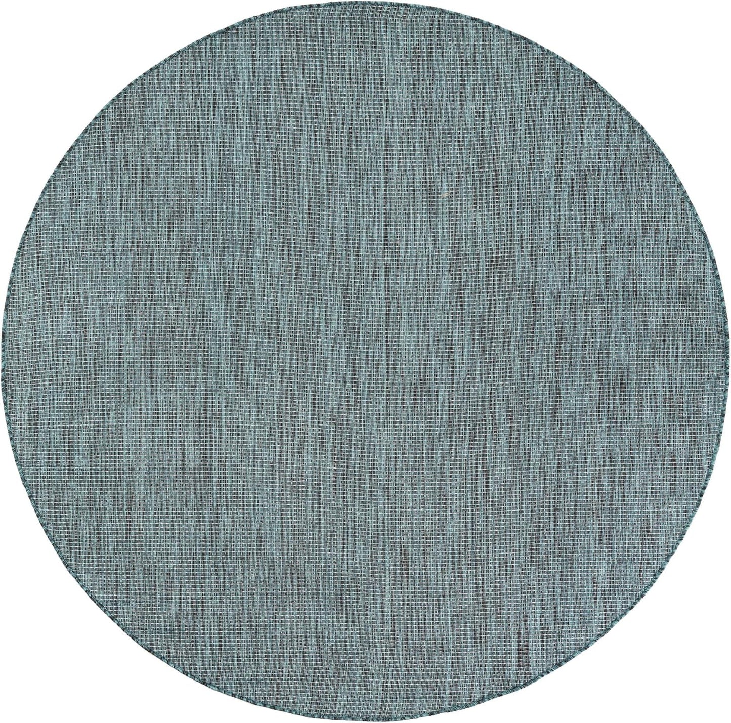 Unique Loom Outdoor Solid Collection Area Rug (5' 3" Round Teal/Navy Blue)