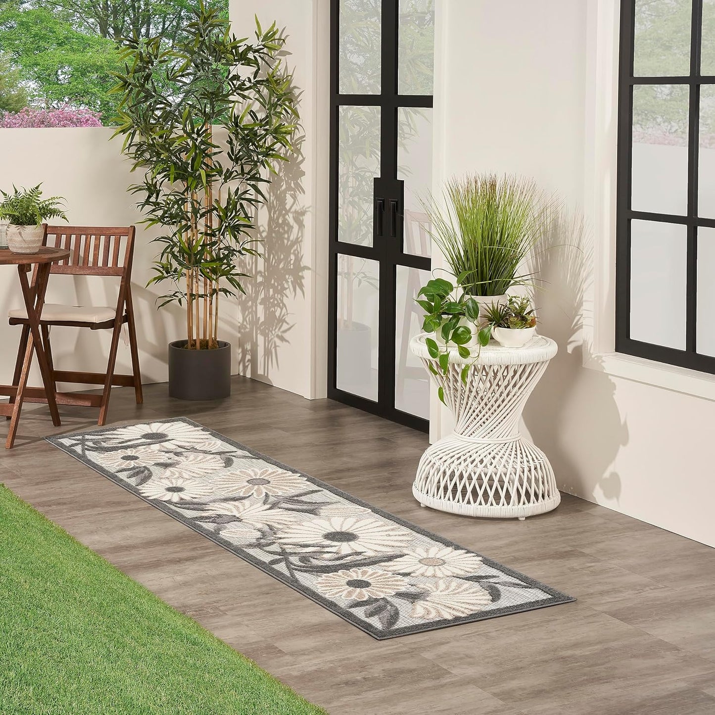 Nourison Home Aloha Outdoor Beige 2'3" x 12' Area Rug, Easy Cleaning, Non Shedding, Bed Room, Living Room, Dining Room, Deck, Backyard, Patio (2x12)
