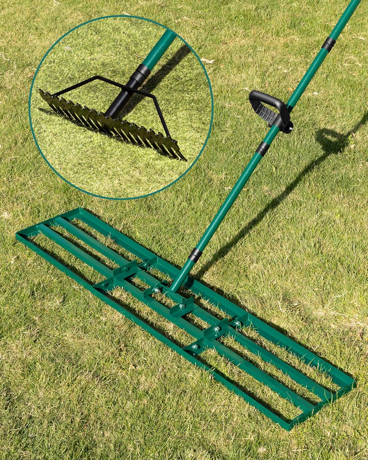 Lawn Leveling Rake 48x10'', Yard Leveling Rake with 78'' Back-Saving Adjustable Handle, Stainless Steel Lawn Leveler Tool with 17'' Tines Head for Garden, Backyard, Farm, Golf Course