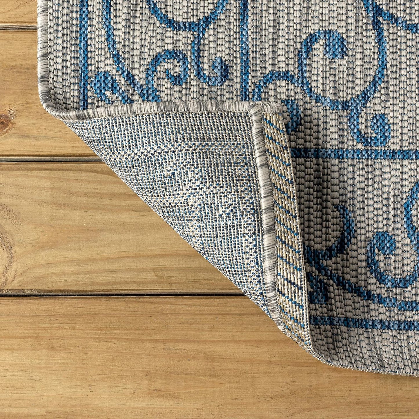 JONATHAN Y SMB106C-9 Charleston Vintage Filigree Textured Weave Indoor Outdoor Area Rug Classic Coastal Easy Cleaning Bedroom Kitchen Backyard Patio Non Shedding, 9 X 12, Gray/Navy