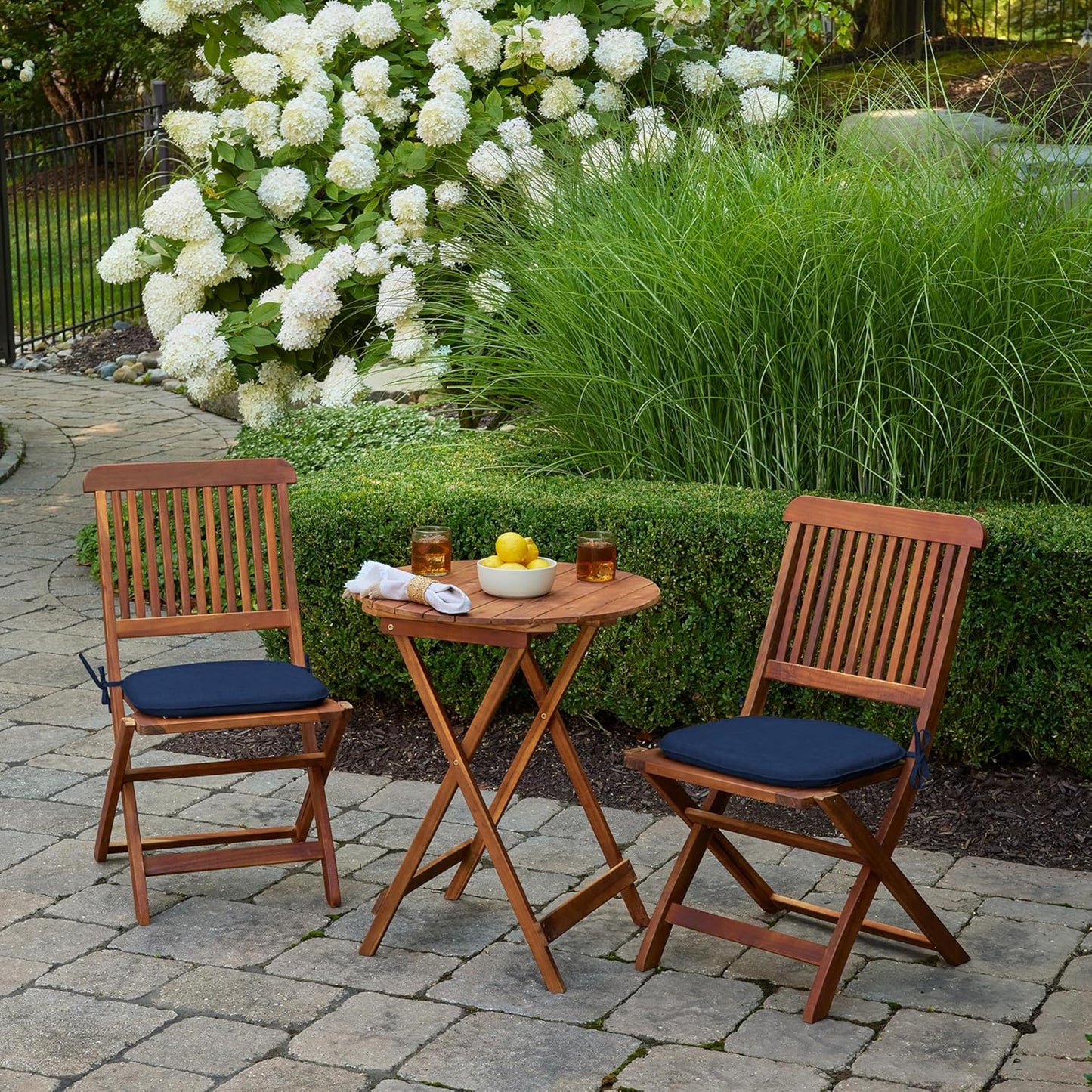 Arden Indoor/Outdoor Foam Seat Pad, 2 Pack, 17 x 16, Patio Cushion, Water Repellent, Fade Resistant, Foam Cushion Sapphire Blue Leala