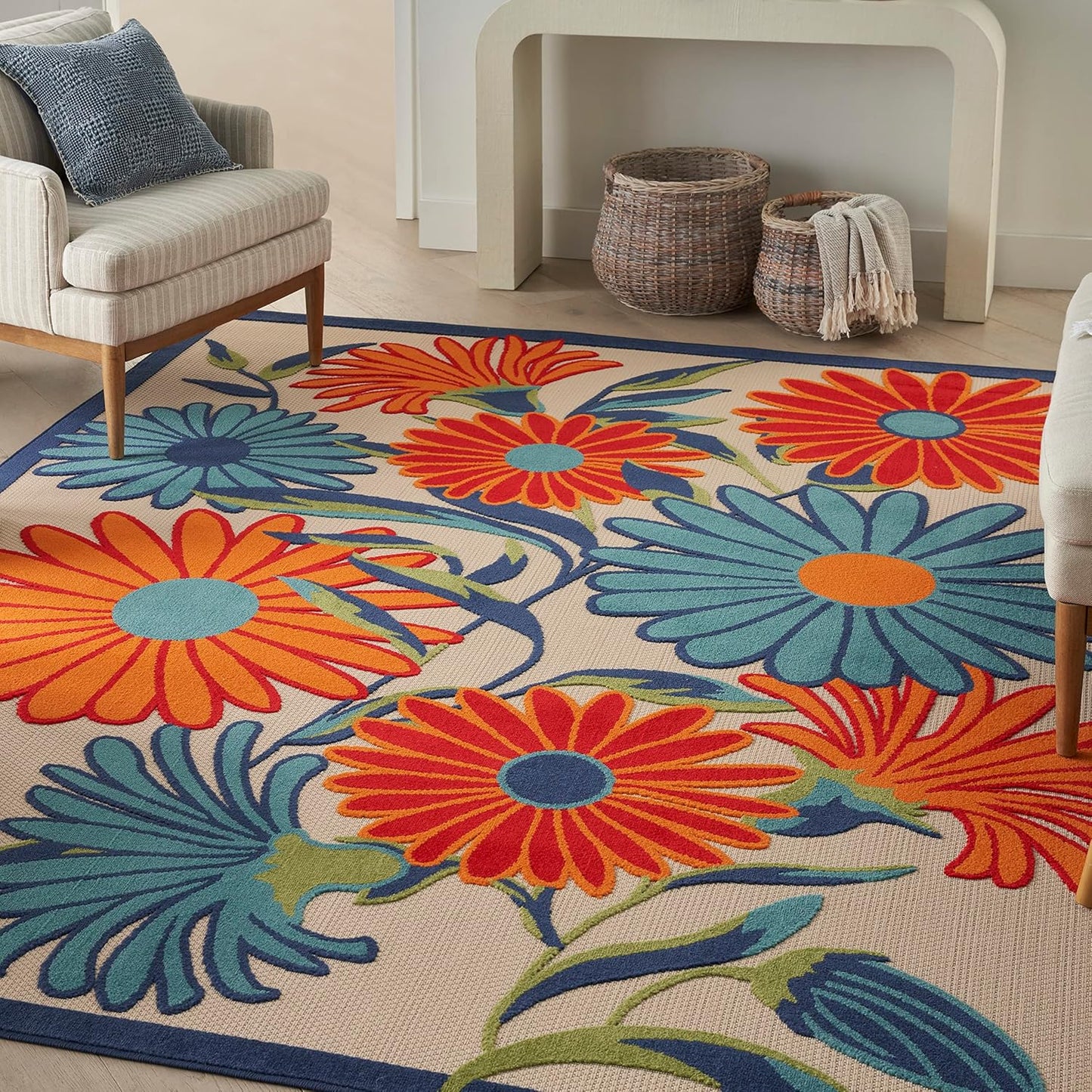 Nourison Home Aloha 63x89 Contemporary Fabric Rug in Multi-Color