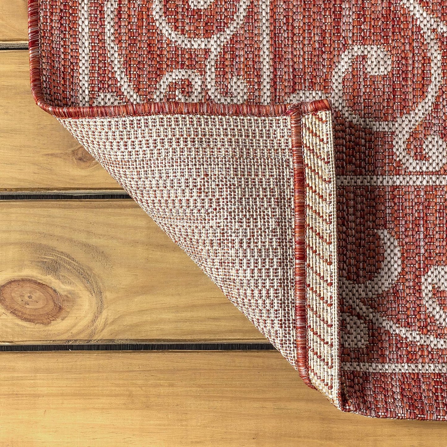 JONATHAN Y SMB106B-8TGN Charleston Vintage Filigree Textured Weave Red/Beige 8' Octagon Indoor/Outdoor Area Rug, Non-Shedding, Stain Resistant,Fade Resistant, Easy-Cleaning for Backyard Patio, Porch