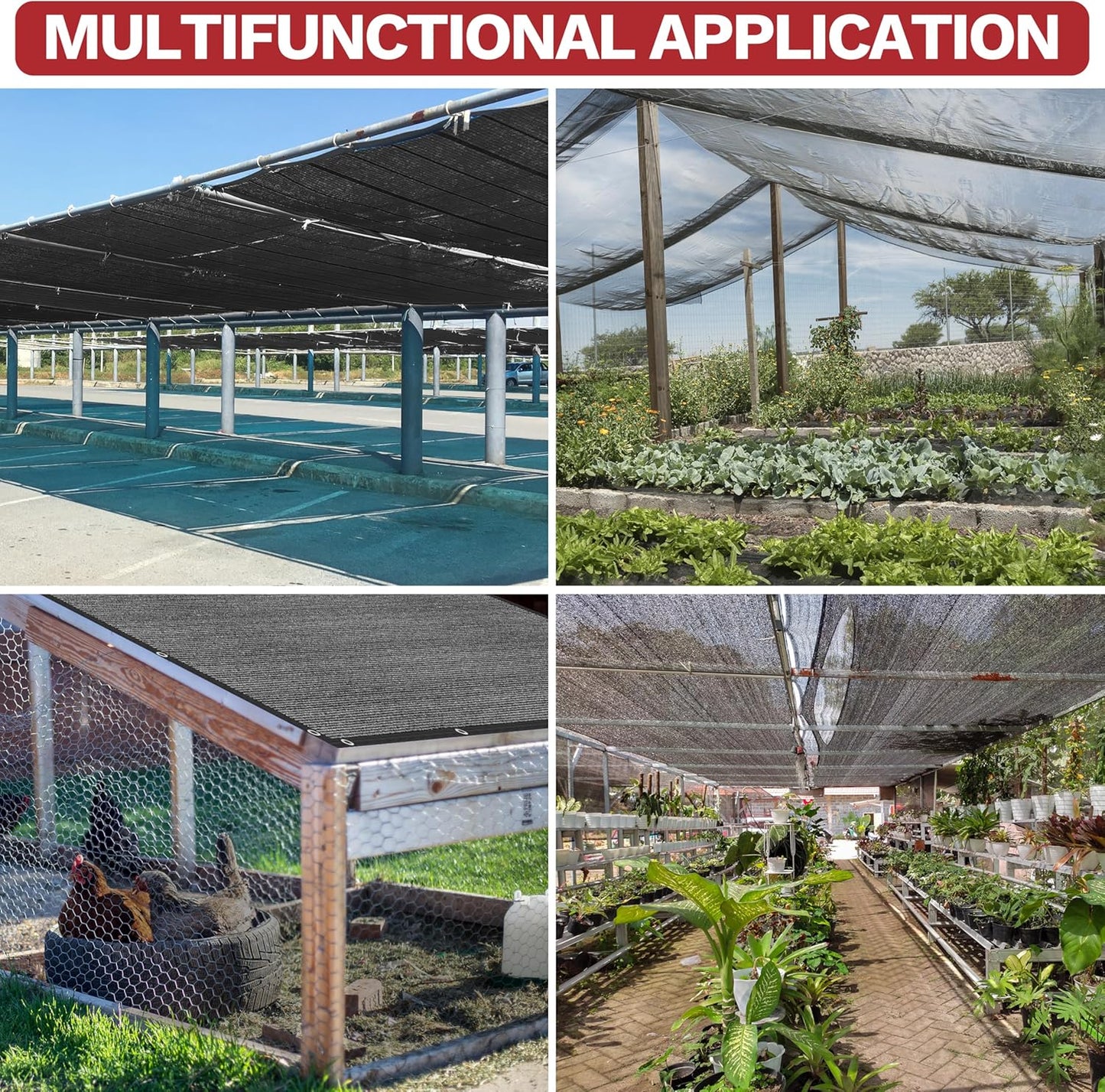 ShadeMart 50% Shade Cloth for Patio, Black 16FT x 16FT Shade Cover with Upgrade Grommets and Zip Ties, Mesh Sunblock for Plant, Vegetables, Chicken, Dog, Greenhouse, Pergola (We Make Custom Size)