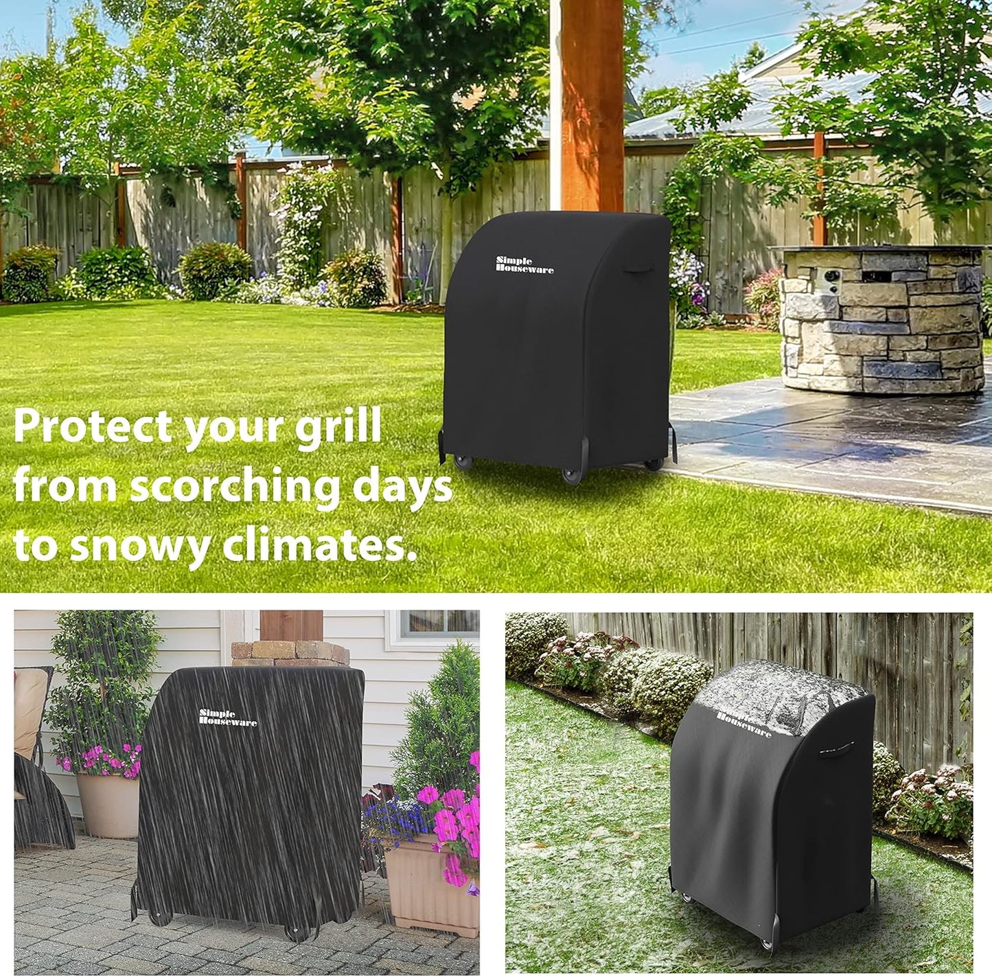 Simple Houseware 32 in. Waterproof Heavy Duty Gas BBQ Grill Cover, Weather-Resistant Polyester