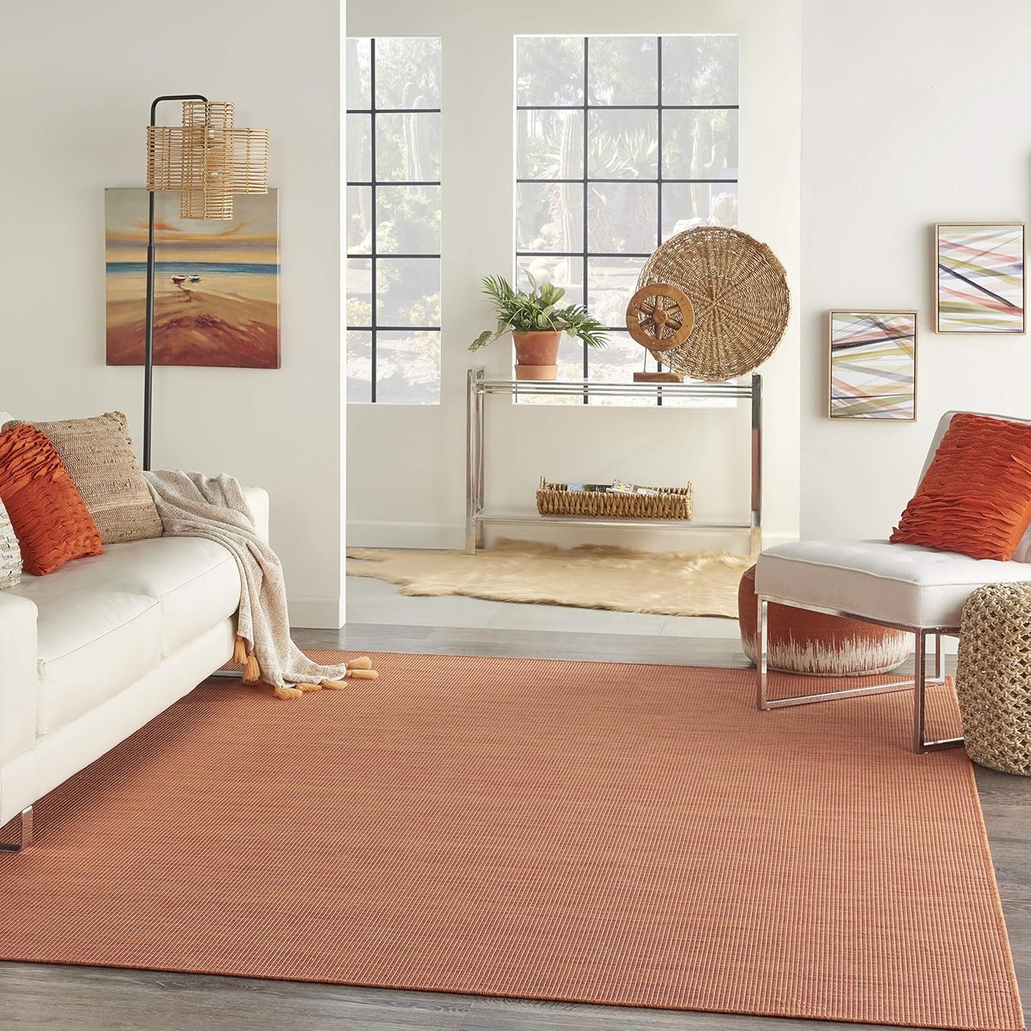 Nourison Positano Indoor/Outdoor Terracotta 2'2" x 10' Area Rug, Easy Cleaning, Non Shedding, Bed Room, Living Room, Dining Room, Backyard, Deck, Patio (2x10)