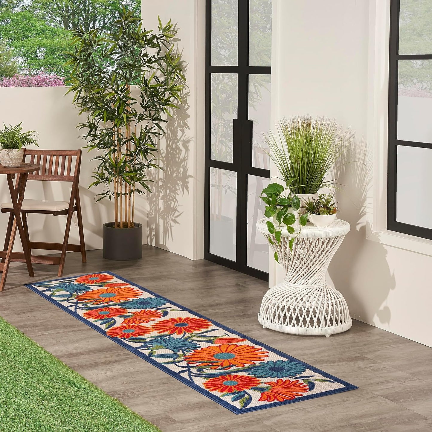 Nourison Home Aloha Outdoor Multicolor 2'3" x 10' Area Rug, Easy Cleaning, Non Shedding, Bed Room, Living Room, Dining Room, Deck, Backyard, Patio (2x10)