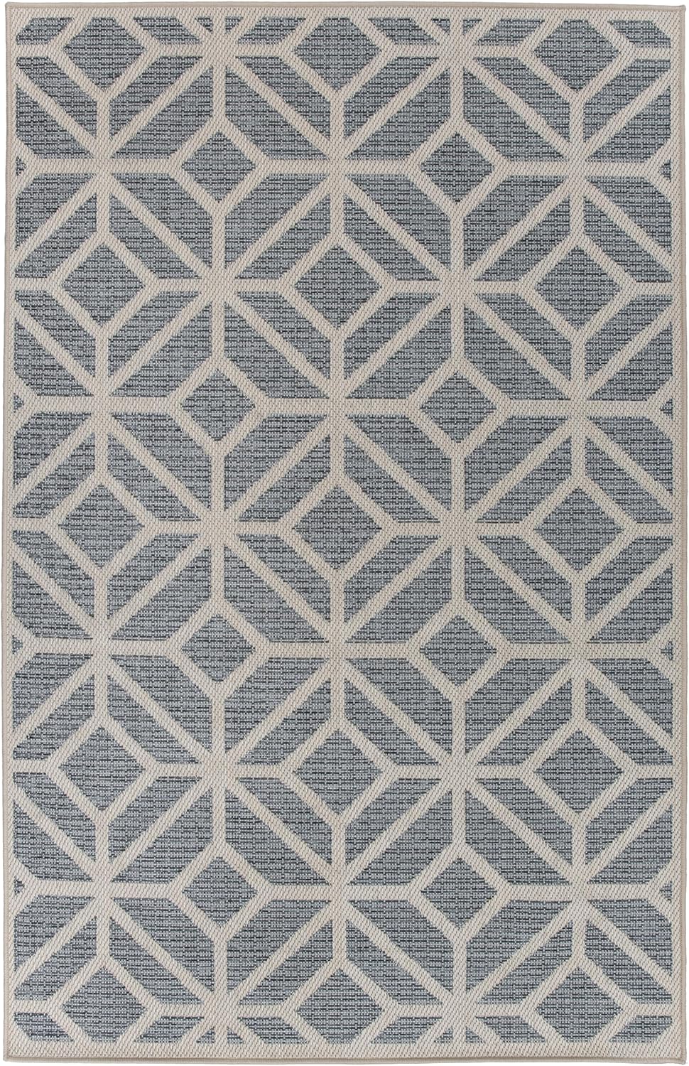 Rugshop Contemporary Geometric Indoor/Outdoor Area Rug 4' X 6' Blue