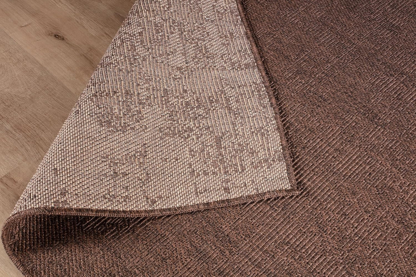 CAMILSON Easy Jute Round Rug 6ft Indoor Outdoor Brown Color Fiber Area Rugs for Living Room Patio and Kitchen Rug, Solid Boho Woven Design Easy-Cleaning, Washable Outside Carpet Alfombras (6 Round)