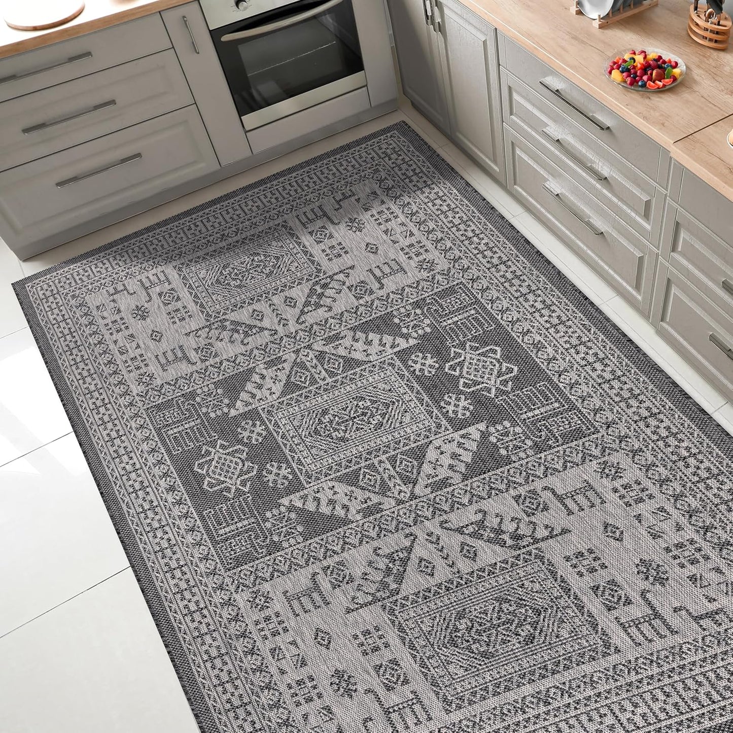 Keen Home Design Terrace Outdoor Area Rug - 5x8 Washable Indoor/Outdoor Rug for Patio, Kitchen, Balcony, Beach, Garden, Deck and Porch, Size: 5'3"x7'7"