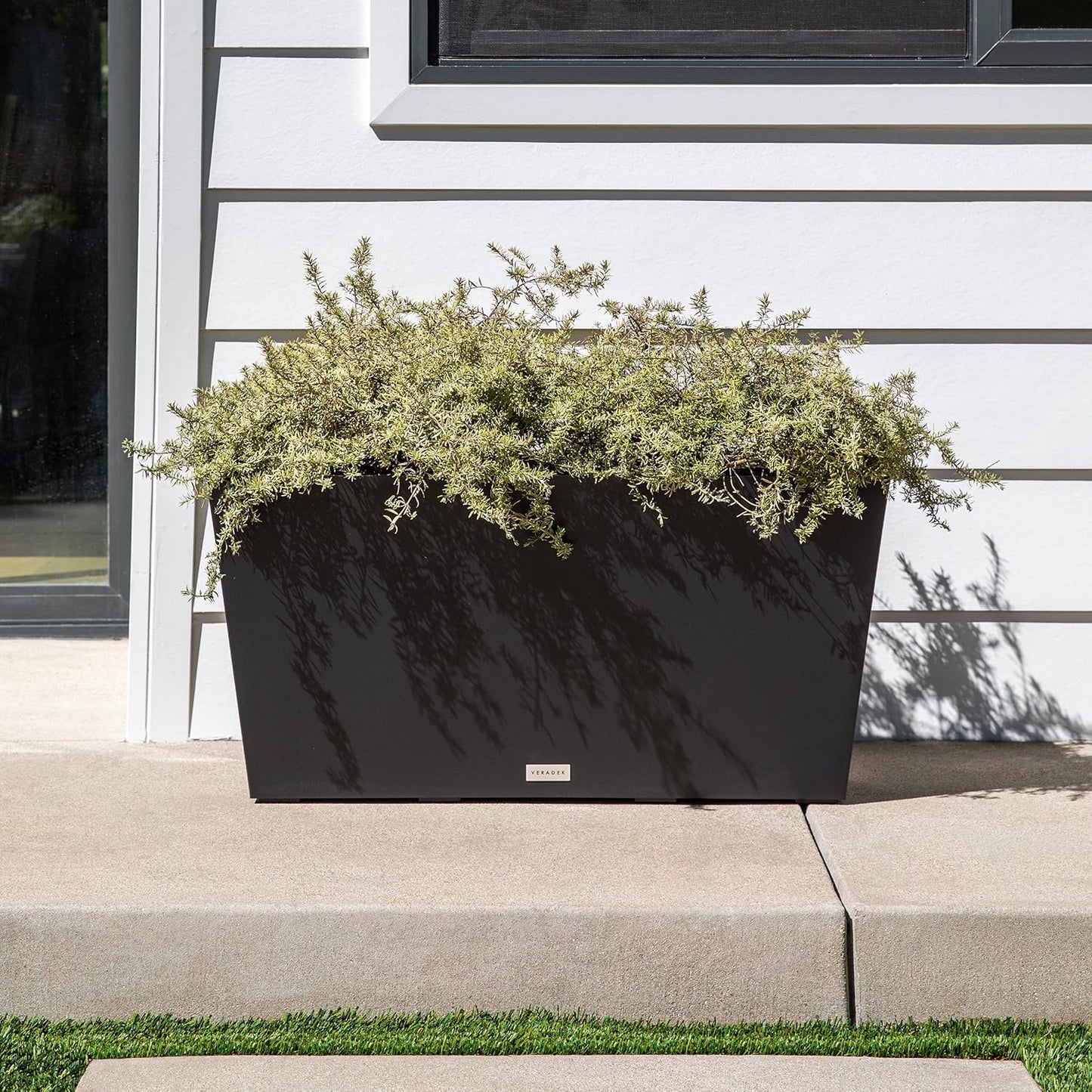 Veradek Pure Series Midori Trough Planter - Large Rectangular Planter for Outdoor Deck/Porch | Durable All-Weather Use with Drainage Holes | Modern Decor for Shrubs, Flowers, Small Plants