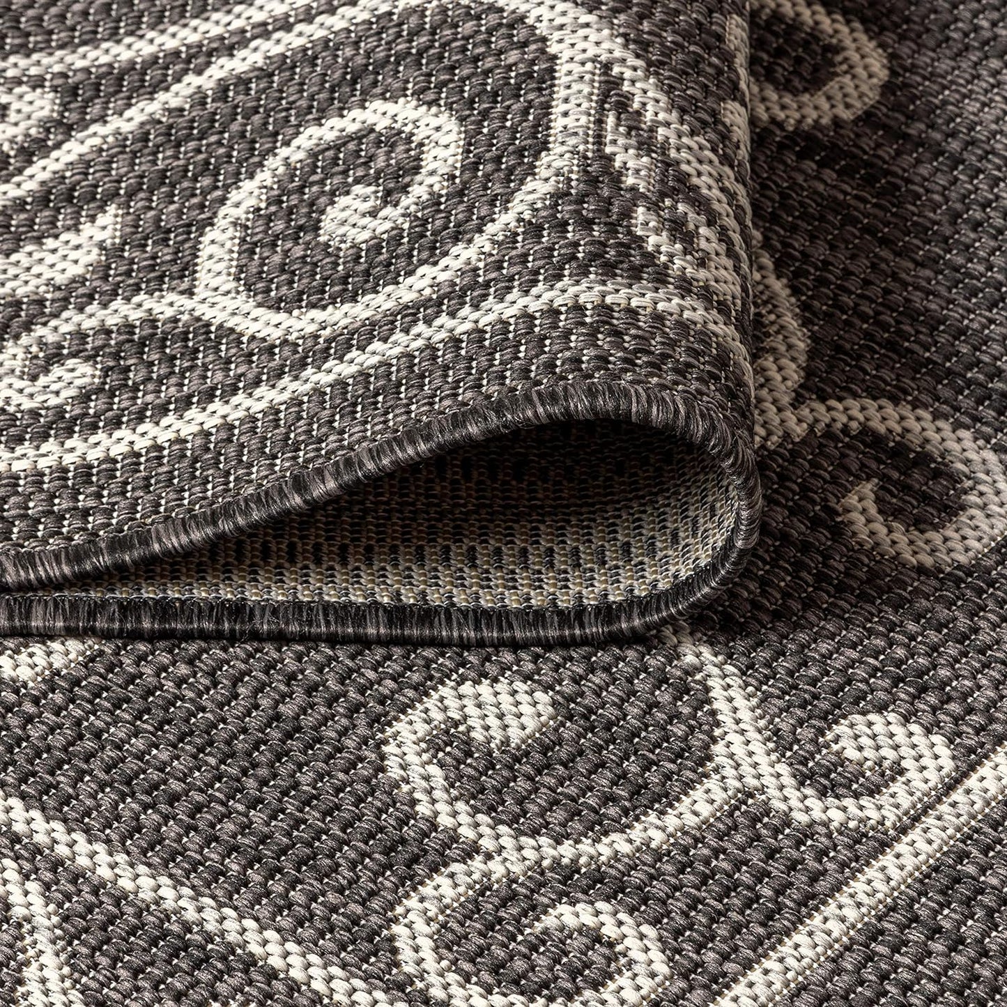 JONATHAN Y SMB106G-6SQ Charleston Vintage Filigree Textured Weave Black/Gray 6' Square Indoor/Outdoor Area Rug, Pet Friendly, Non-Shedding, Stain Resistant, Easy-Cleaning for Backyard, Patio, Porch