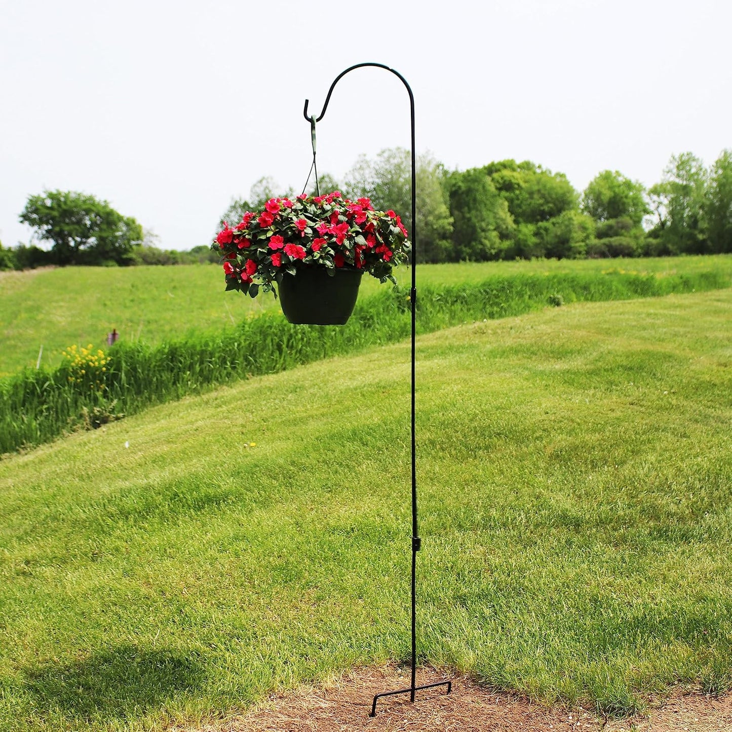 Sunnydaze 82-Inch Outdoor Heavy-Duty Shepherd Hook - Black - Set of 2