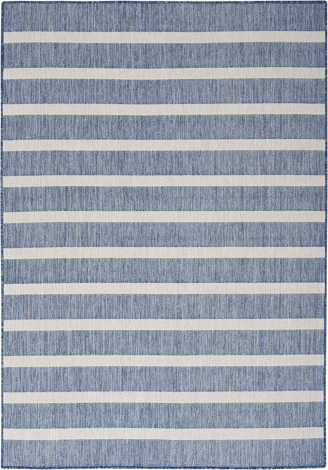 Nourison Home Positano Indoor/Outdoor Navy Ivory 4' x 6' Area -Rug, Easy -Cleaning, Non Shedding, Bed Room, Living Room, Dining Room, Deck, Backyard, Patio (4x6)
